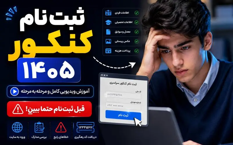 ثبت نام کنکور 1405 + آموزش کامل تصويري (راهنماي صفر تا صد + ويديو)