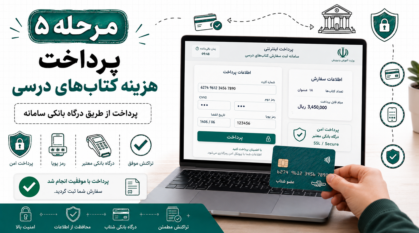 پرداخت اینترنتی هزینه کتاب های درسی از طریق درگاه بانکی سامانه